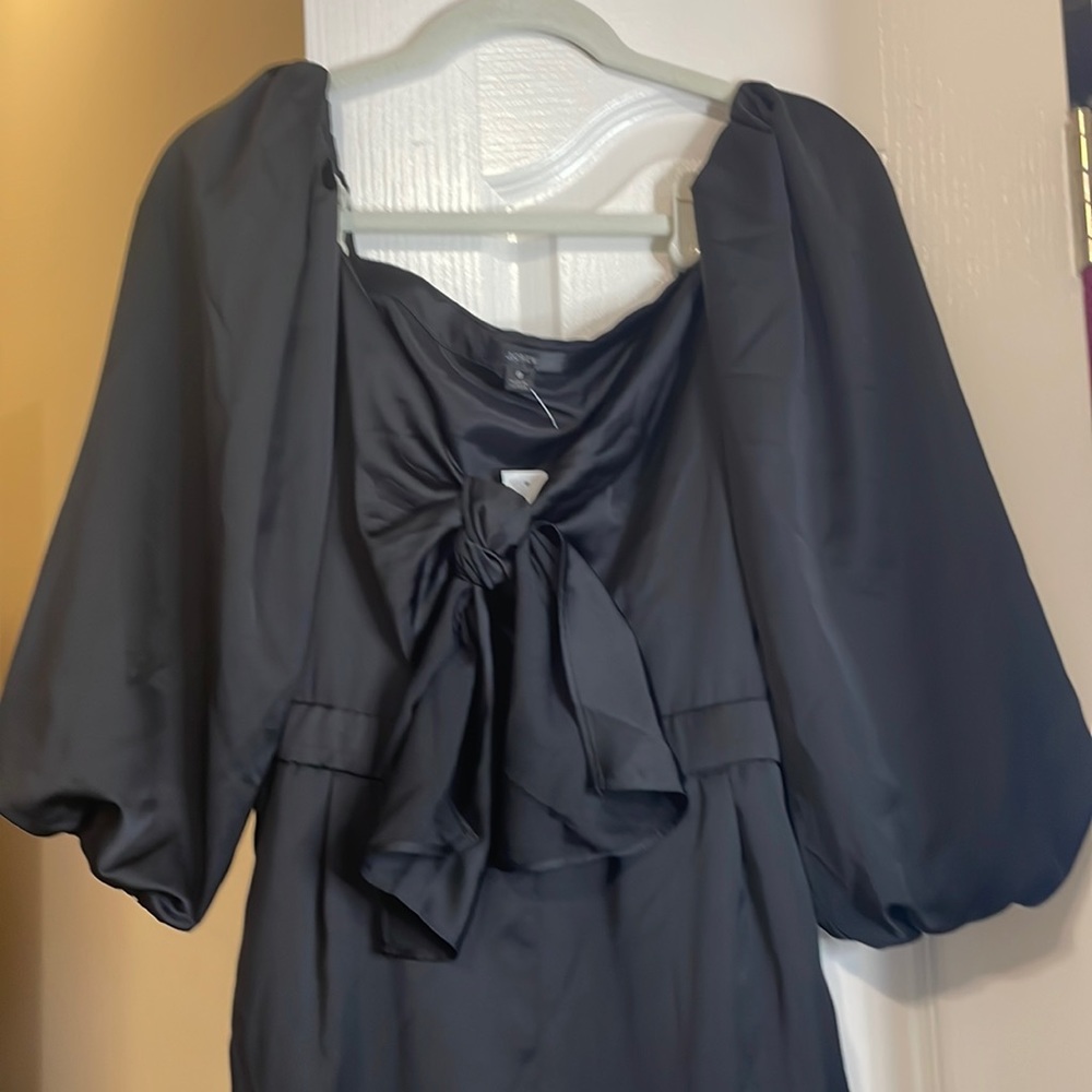J. Crew Black Tie-front jumpsuit in satin-back crepe